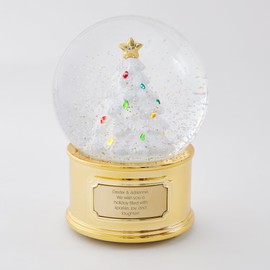 Things Remembered Engraved Light Up Christmas Tree Musical Snow Globe (Free Customization), Plays White Christmas Song