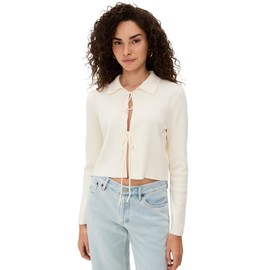 Line & Dot Women's Anouk Tied Detailed Sweater Top, Cream, Off White, S