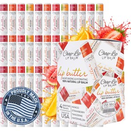 Chap-Lip Bálsamo Labial Hidratante 100% Natural Con Sabor A Frutas, Aceite De Coco Y Manteca De Cacao. Pack De 60 Unidades, Ideal Para Regalar En Navidad. Perfecto Para Hombres Y Mujeres.