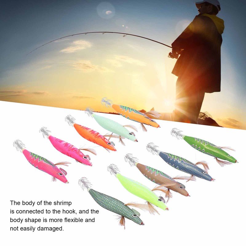 10pcs Squid Jig Hook Hard Fishing Lures Luminous Wood Fishing