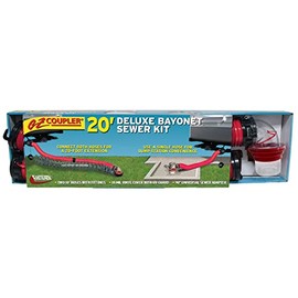 Valterra EZ Coupler 20-Foot RV Sewer Hose Kit for RV Camper, Includes 2 Attachable 10-Foot Hoses with Rotating Fittings and 90 Degree Clearview Sewer Adapter | Valterra