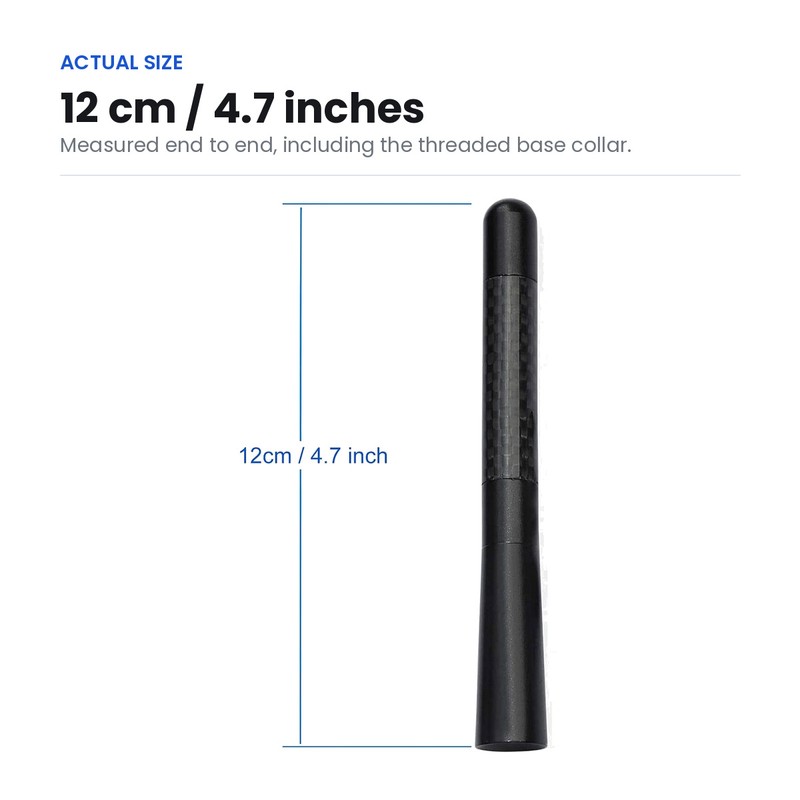 4.7" Short Motorcycle Antenna 2-Pack, Carbon-Fiber Style Stubby Radio Antenna,