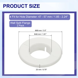 PATIKIL Wall Split Flange 1.8" (46mm), 2 Pcs Round Detachable Escutcheon Plate Buckles Water Pipe Cover for Kitchen Bathroom Air Conditioner Arm Pipe Faucet Decoration, White