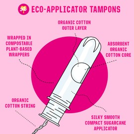 FLO FLO Tampons with Applicator, Made from 100% Organic Cotton, Biodegradable & Ultra-Absorbent - Combo Pack 8 Regular & 6 Super Tampons