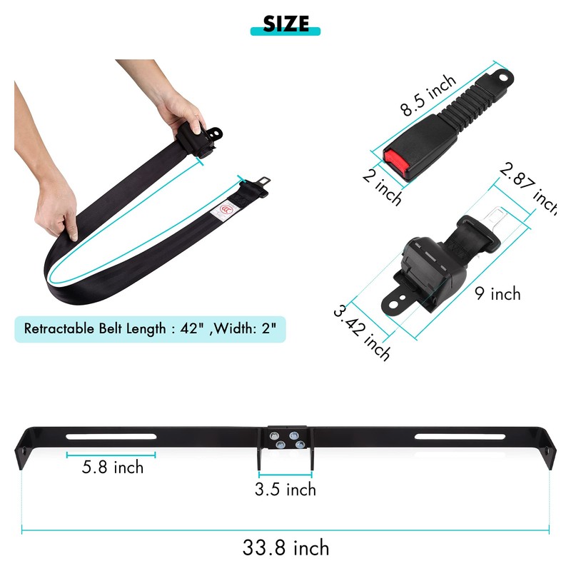 10L0L Universal 2 Passenger Golf Cart Seat Belts for Yamaha,