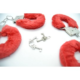 ARUNDEL SERVICES EU 2 x Handcuffs Police for Women, Police, Nurse, Doctor, Security Officer, Costume Accessories, Watch, Red, S, Costumes, red, Costumes