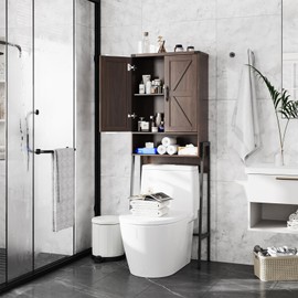 Over Toilet Storage with 2-Door Design Over The Toilet Storage Cabinet with Shelves Bathroom Organizers and Storage with Anti-Tip Device Over Toilet Organizer for Bathroom,Restroom,Laundry Espresso