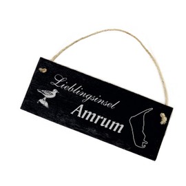 Favourite Island Amrum Slate Sign Engraved Seagull Door Sign 22 x 8 cm Dekolando