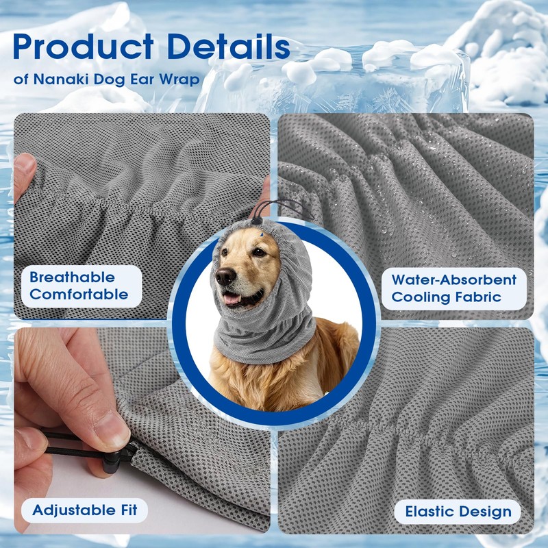 Nanaki Anti- Sunburn Dog Ear Cover, Cooling Snood for Hot