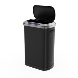 Dolonm Large Capacity 13.2 Gallon Motion Sensor Trash Can, Black, Stainless Steel