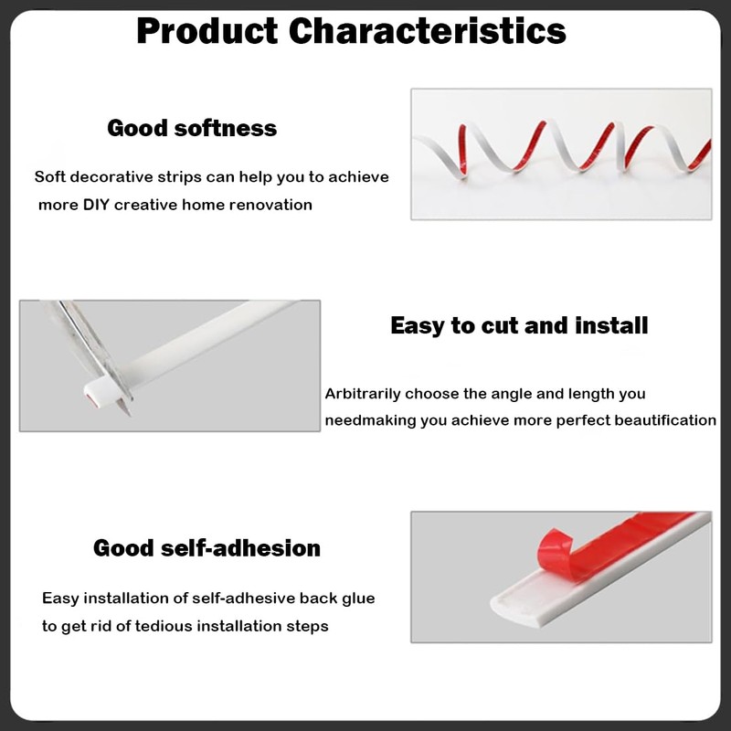 16.4 Ft Peel and Stick Trim,Flexible Peel and Stick Trim