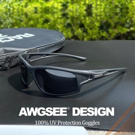 AWGSEE Polarized Sports Sunglasses for Men 100% UV Protection Wrap Around Unbreakable Sun Glasses for Fishing Driving