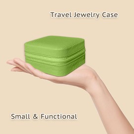 Jemjosh Small Travel Jewelry Box, Portable Mini Jewelry Leather Box Jewelry Ring Organizer Case Storage Holder Gift Boxes for Girls Women, Avocado green