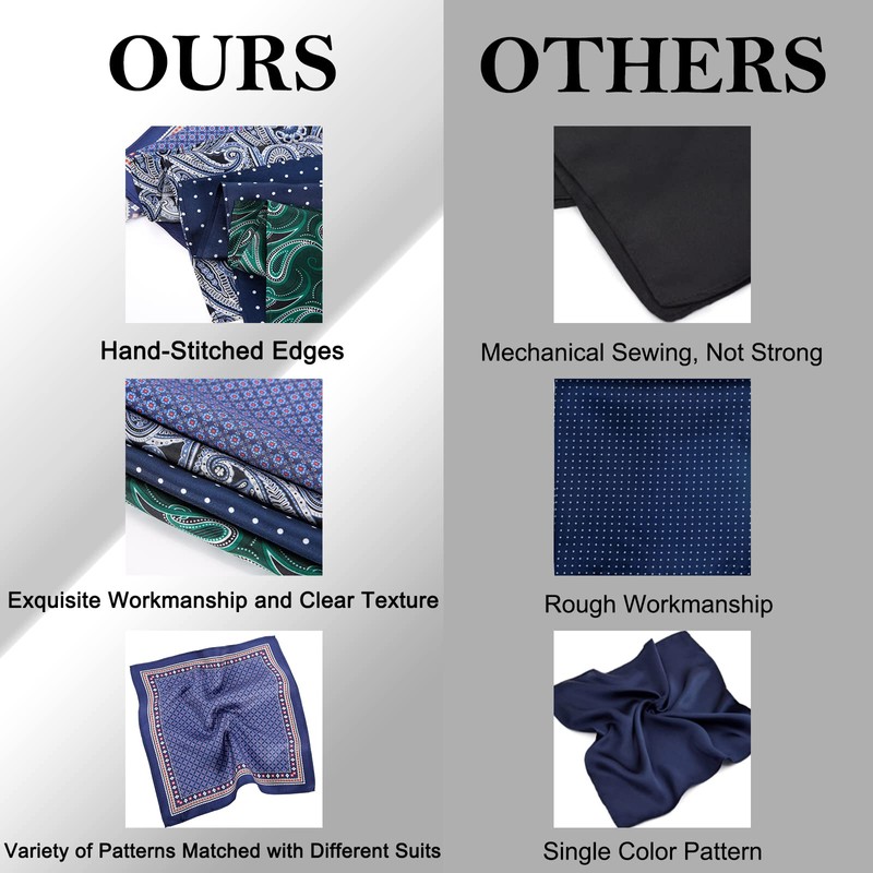 DAISYSILK Silk Pocket Square with Pattern Handkerchief Men’s Pocket Squares