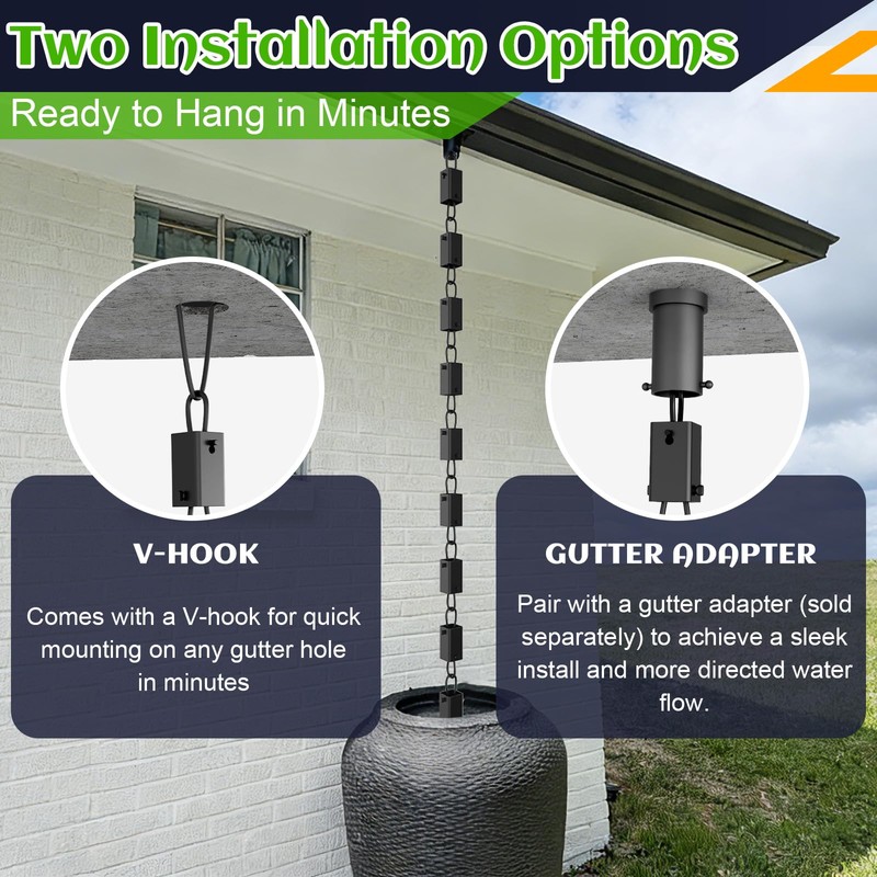 Fixirons 1PCS 8.5 Ft Rain Chain Rain Chain for Gutters