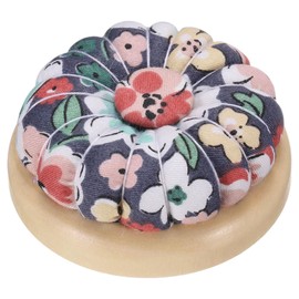 HARFINGTON Pin Cushions Sewing Cute Needle Japanese Style Cushion Needle Holder Pincushions Magnetic Top Wooden Base for Sewing Quilting Needlework DIY Crafts, Floral Dark Blue