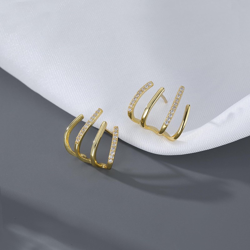 SLUYNZ 925 Sterling Silver Cool CZ Cuff Earrings Earrings for