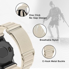 One Click No Gap Alpine Loop Band Compatible with Galaxy Watch 7/6/5/4/FE 40mm 44mm/Watch 6 Classic 43mm 47mm/Watch 5 Pro 45mm/Watch 4 Classic 42mm 46mm, 20mm Rugged Nylon Sport Wristband Strap