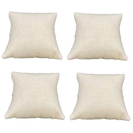 888 Display, USA - 4-pieces Bracelet Watch Pillow Jewelry Display (3" x 3" (4 Count), Beige Linen)