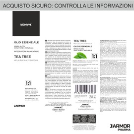Ätherisches Teebaumöl für Diffusoren | Hergestellt in Italien | Aromatherapie und Massage | 100% rein und natürlich | Tea Tree Jarmor 10ml