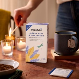 Dragonfly Sleepy Mint and Honeybush Tea, 4 x 20 Organic Tea Bags (80 Teabags), Mint Tea Bags To Help You Unwind At Night, Relaxing Sleep Tea, Soothing & Calming, Plastic Free Tea Bags