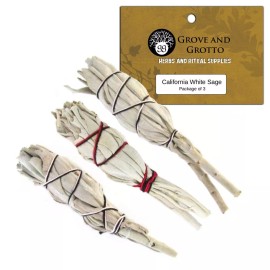 White Sage Cuties Package of 3 (3 Inches) Wildcrafted Mini Smoke Cleansing Wands