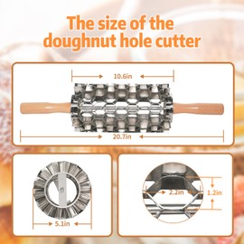 98-Hole Stainless Steel Doughnut Cutter, Replaceable Roller Blade, Doughnut Hole Cutter Each Rotation Can Cut 98 Pieces of Dough
