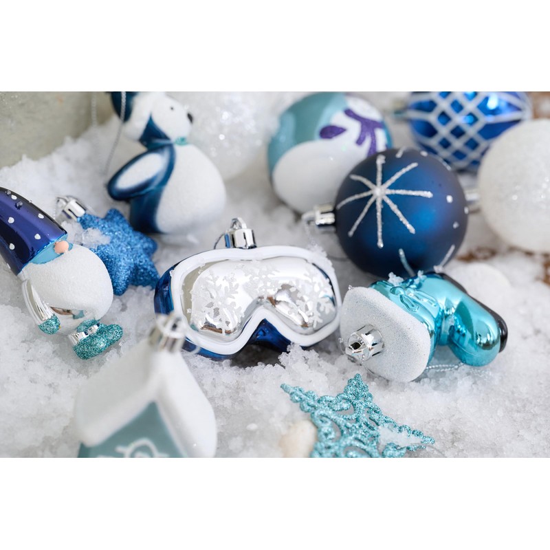 Valery Madelyn Christmas Baubles for Christmas Tree Decorations,40pcs 5-9cm Blue