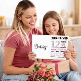 Gifts for 12 Year Old Girls, TSVATE Funny Happy 12th Birthday Card for Girls, Granddaughter, Sisiter Niece Friend Ideas 12th Birthday Decorations for Girls Vintage Greeting Card 12 Year Old Girl Gifts