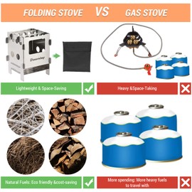 Portable Stainless Steel Lightweight Folding Wood Stove Pocket Stove Outdoor Camping Cooking Picnic Backpacking Stove