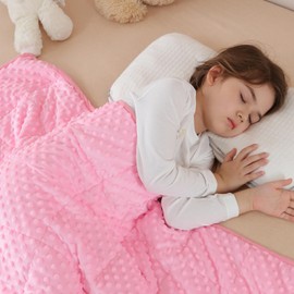 Sivio Weighted Blanket 5 Pounds, Heavy Blanket for Night/Moon Nap, Dual Side Soft Minky and Breathable Weighted Blanket, 36"x 48" Pink