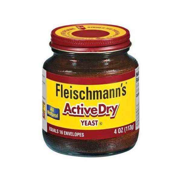 Fleischmann's Active Dry Yeast, The original active dry yeast, Equals 16 Envelopes, 4 oz Jar (Pack of 2)