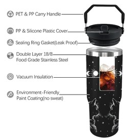 Ztuhjvy Cat Tumbler With Lid and Straw - 30oz Stainless Steel Cute Water Bottle Cup - Funny Gifts for Women