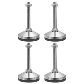 PATIKIL Furniture Leveling Feet 2.4" Dia Base M14 Thread, 4 Pcs Carbon Steel Adjustable Threaded Furniture Levelers Screw on Leg Leveler with Pads for Desk Chair Cabinet, Black