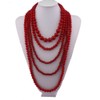 GRACE JUN Multilayer Strand Chain Faux Pearls Flapper Beads Cluster