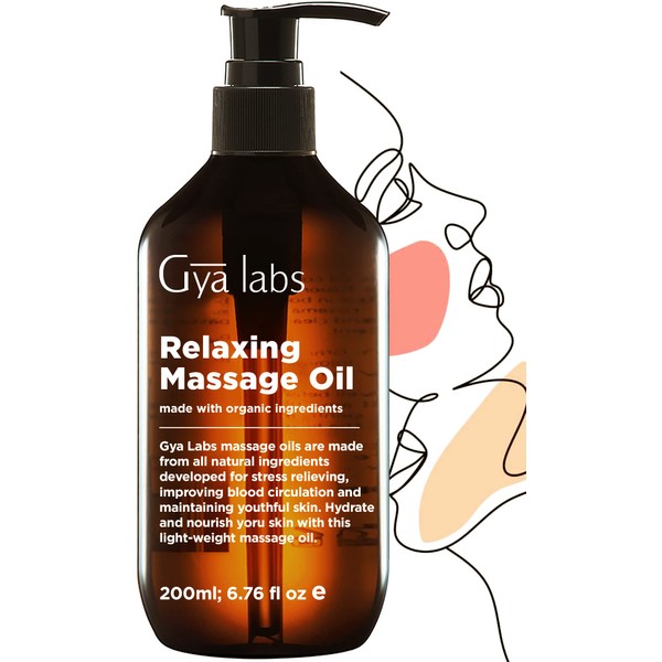 Gya Labs Relaxing Sensual Massage Oil for Couples - Ylang Ylang, Rose Geranium and Organic Argan Infused Body Oil for Skin - 100 Pure and Natural Massage Oil for Massage Therapy - (6.76 fl oz)