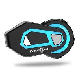 FreedConn - Auriculares Bluetooth para motocicleta, T-Max Pro, sistemas de comunicación para motocicleta, 6 ciclistas, 1000 m, intercomunicador para casco de grupo, con intercambio de música, radio