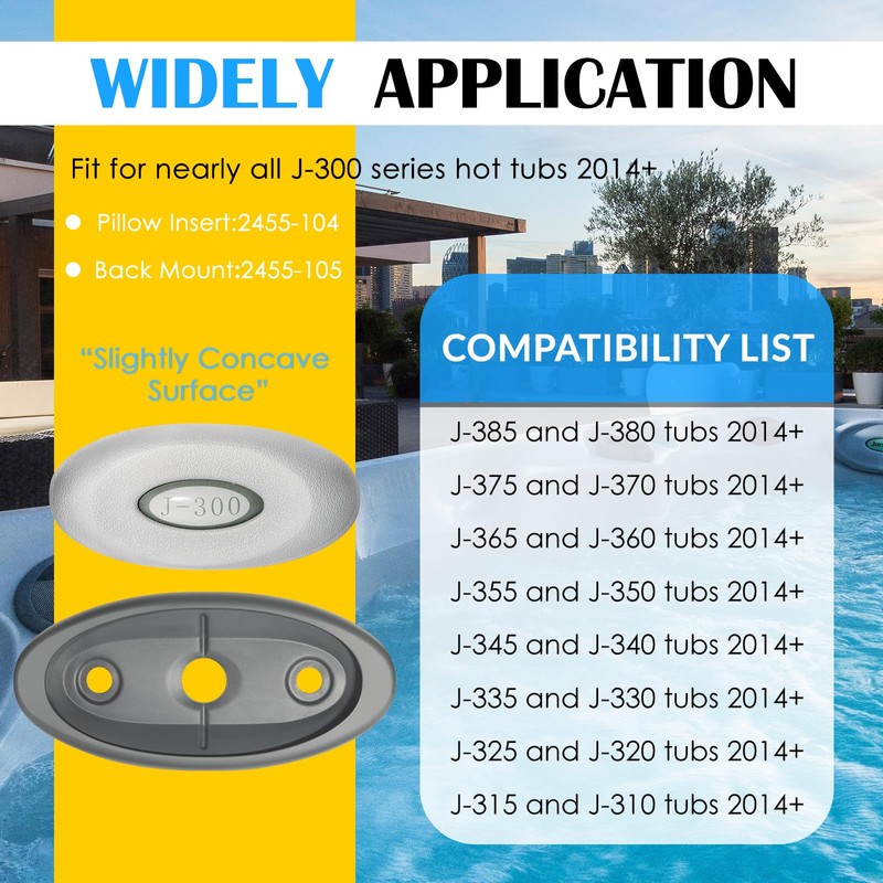 4 Pack 2472-824 Spa Oval Pillow Insert + Back Mount