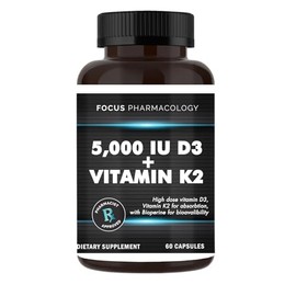 Focus Pharmacology 5,000 IU Vitamin D3 with Vitamin K2-60 Capsules