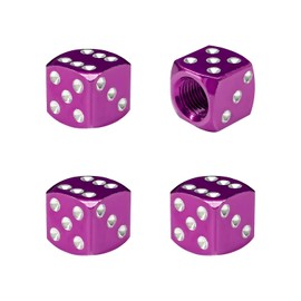 MUQIDA 4PCS Dice Style Tire Valve Stem Caps, Aluminum Dice Automotive Tire Air Valve Stem Covers, Airtight Tyre Dust Caps for Auto Bike SUV Trucks Motorcycles, Car Accessories (Purple)