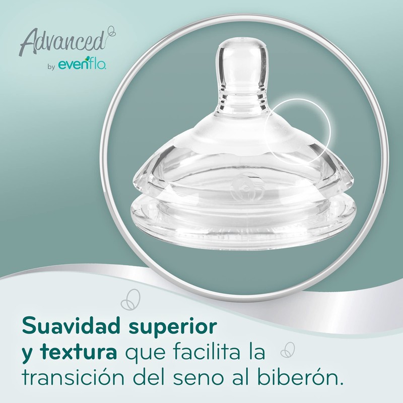 Advanced by Evenflo, Mamila Anticólicos, Cuello Ancho, Flujo Rápido, Paquete