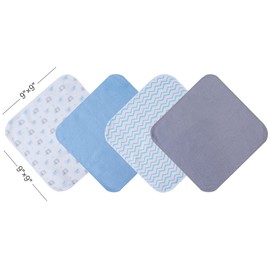 Viviland Baby Washcloths, Super Soft Baby Towels Care for Baby's Sensitive Skin, 24 Pack Kids Body Wash Face Cloth for Baby Boy, Bath Towel for Newborn and Infants, Blue-Elephant Pattern 9 x 9 inch