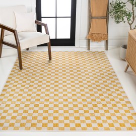 JONATHAN Y TSN204C-3 Aimee Traditional Cottage Checkerboard Yellow/Cream 3 ft. x 5 ft. Indoor/Outdoor Area Rug for Backyard, Patio, Porch, Non-Shedding, Pet-Friendly, Hose-Washable