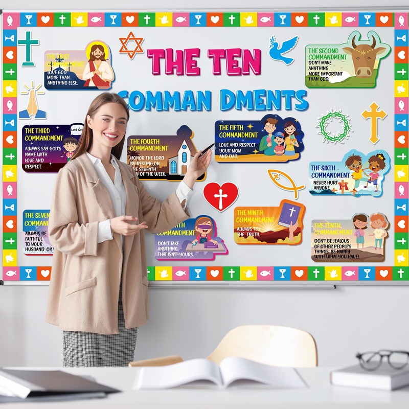 gisgfim Ten Commandments Bulletin Board Decorations Set Back to School