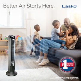 Lasko Oscillating Tower Fan with Remote, Quiet Floor Fans for Bedroom, 42", Silver T42951