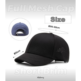 Haveli Men's Full Mesh Short Brim Cap, Sun Protection, Hat, Baseball Hat, Plain, Breathable, Black