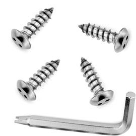 LFPartS Stainless Steel Rust Resistant License Plate Frame Screws Fasteners (M6x20 Security Self Tapping Screws, Metalic)