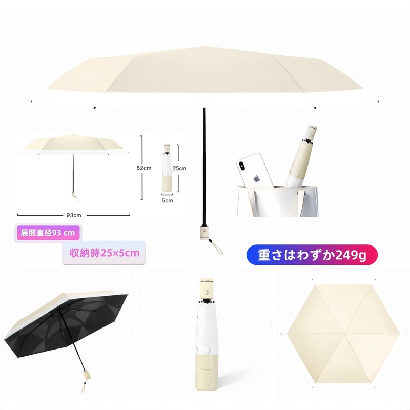 AnberKK Parasol, Memory Shape, Foldable, Ultra Lightweight, Auto Open and