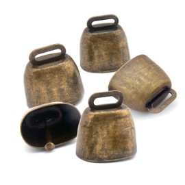 Wumuzai 5 Pack Small Brass Grazing Copper Bells, Mini Cow Sheep Bells for Dogs, Cattle Goat Horse Farm Loud Bells, Noise Makers Anti-Theft Accessories for Christmas Decoration, Green Bronze