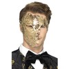 Smiffys 48164 Deluxe metal Filigree Phantom Mask, Gold, One Size